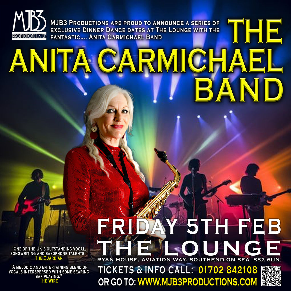 FRIDAY 5 FEBRUARY 2027 - 8PM - Exclusive Dinner Dances at The Lounge - With the fabulous Anita Carmichael Band Live !