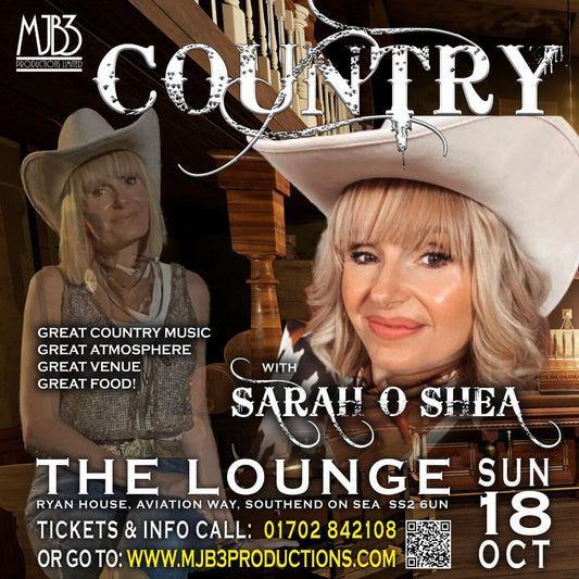 SUNDAY 18 OCTOBER - COUNTRY AT THE LOUNGE - With SARAH O'SHEA! - MJB3 PRODUCTIONS LIMITED